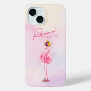 Coque Pour iPhone 15 La retraite te va bien ! Flamant rose en Basket