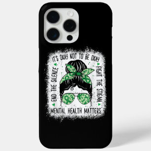 Coque iPhone 15 Pro Max La santé mentale est importante Messy Bun La santé