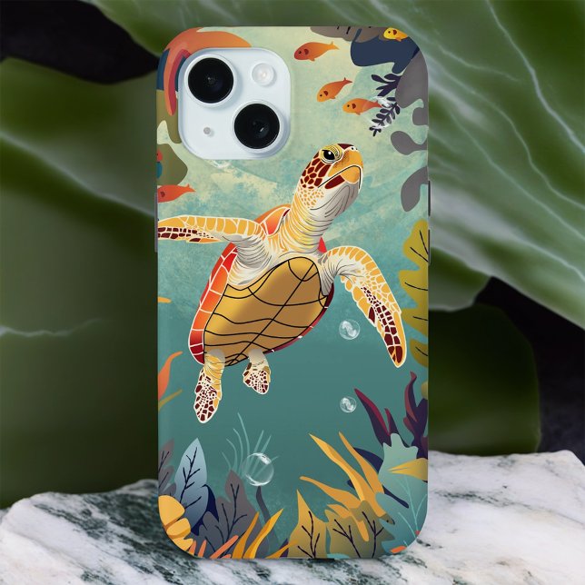 Coques Case-Mate iPhone La Tortue Verte Nage L'Océan Pacifique (Créateur téléchargé)