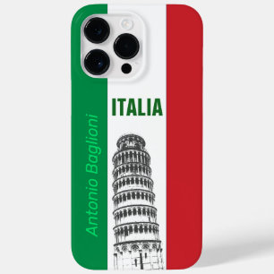 Coque Pour Pour iPhone 14 Pro Max La Tour de Pise sur le drapeau italien
