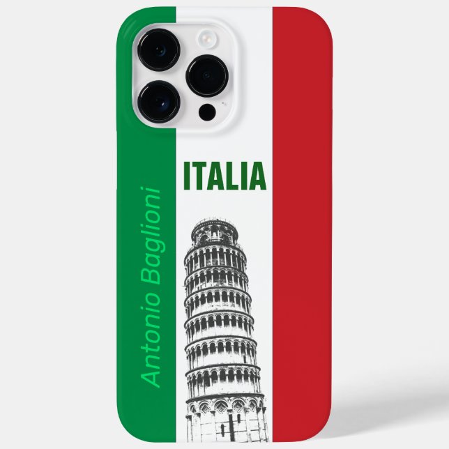 Coques Case-Mate iPhone La Tour de Pise sur le drapeau italien (Verso)