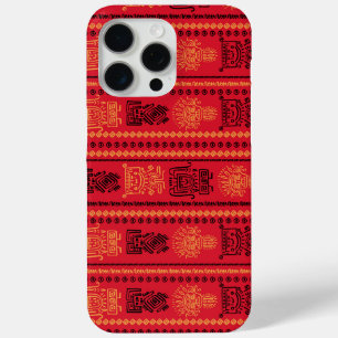 Coque iPhone 15 Pro Max La tribu ethnique des Motifs autochtones rouges La