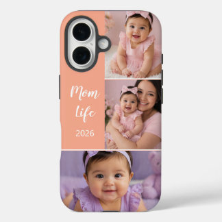 Coque Pour iPhone 16 La vie de maman personnalisée avec 3 photos 