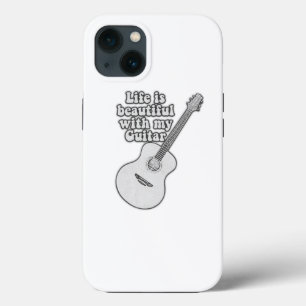 Case-Mate iPhone Case La vie est belle avec ma guitare. noir et blanc