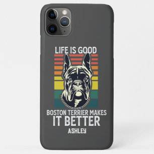 Case-Mate iPhone Case La vie est belle avec un Boston Terrier Rétro Vint