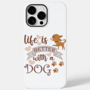 Coque Pour Pour iPhone 14 Pro Max La vie est meilleure avec un chien citation drôle 