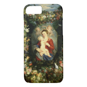 Coque iPhone 7 La Vierge et l'enfant dans une guirlande de fruit
