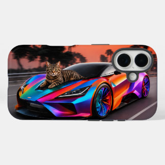 COQUE POUR iPhone 16 LA VOITURE DE LUXE DU CHAT