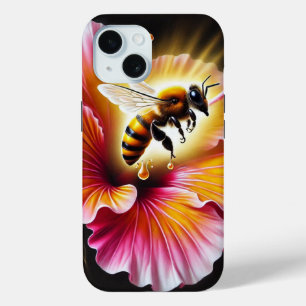 Coque Pour iPhone 15 L'abeille de miel pollinise un Hibiscus lumineux e