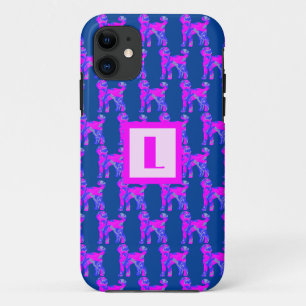 Case-Mate iPhone Case Labradoodé Chien Silhouette rose Monogramme bleu