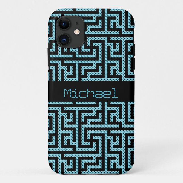 Coques Case-Mate iPhone Labyrinthe bleu et noir (Dos)