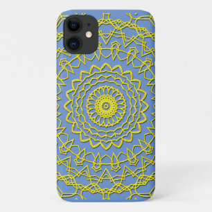 Case-Mate iPhone Case Lacy Gold Color Circulaire Design on Cornflower Bl