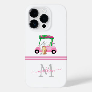 Coque Pour iPhone 14 Pro Lady Golfer Nom personnalisé du monogramme
