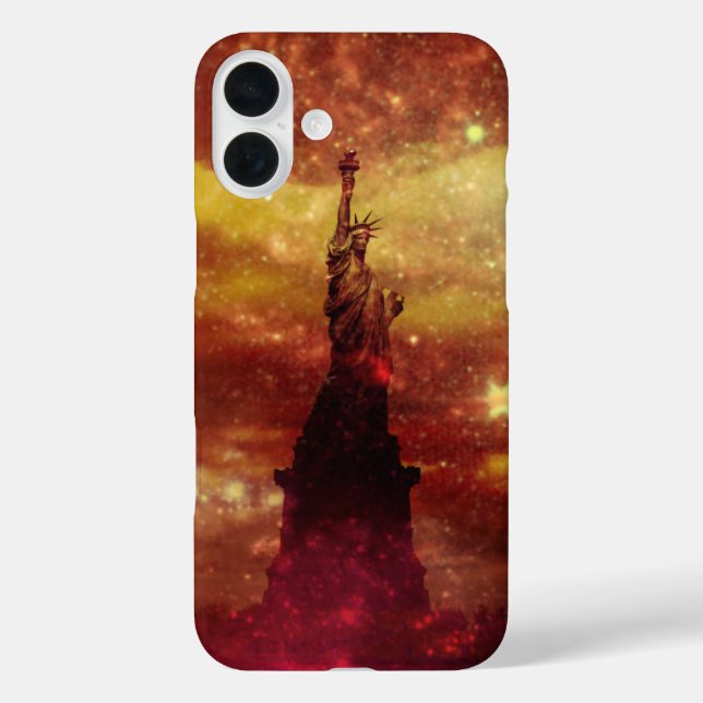 Coques Case-Mate iPhone Lady Liberty étoiles rouges et jaunes (Verso)