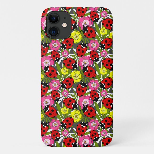 Coques Case-Mate iPhone Ladybug et fleurs Nature Imprimer (Dos)