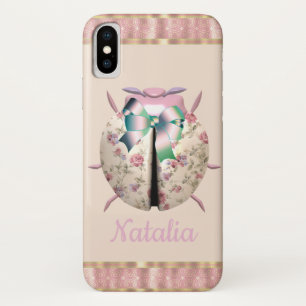 Case-Mate iPhone Case Ladybug violette et rose mignon or rose floral