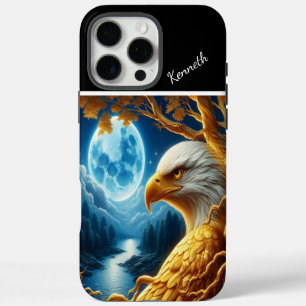 Coques iPhone 16 Pro Max L'aigle bleu de la Lune Silhouette