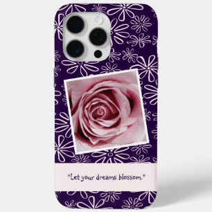 Coque iPhone 15 Pro Max Laissez vos rêves s'épanouir - Motif violet