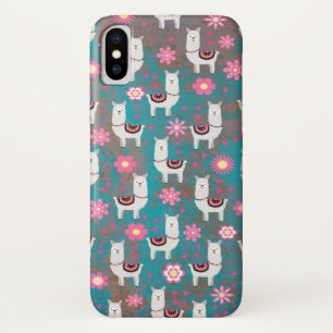 Case-Mate iPhone Case Lama (alpaga) floral et grunge de turquoise