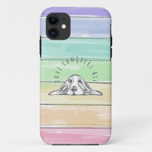 Case-Mate iPhone Case l'amour conquiert tout chien arc-en-ciel basset ho