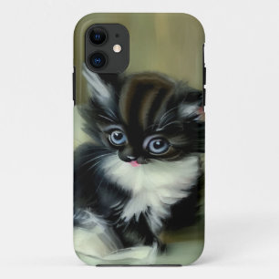 Case-Mate iPhone Case Langue vintage de Kitten noir et blanc