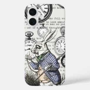 Coques iPhone 16 Lapin Blanc Alice au Pays des Merveilles Horloges