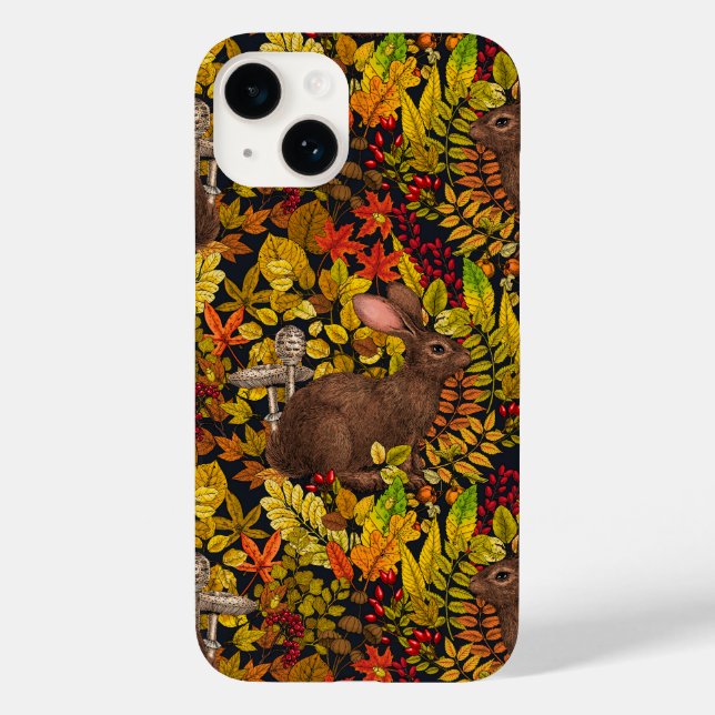 Coques Case-Mate iPhone Lapin d'automne en noir (Verso)
