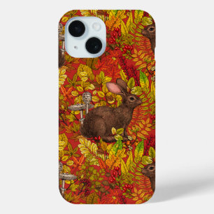 Coque Pour iPhone 15 Lapin d'automne en rouge