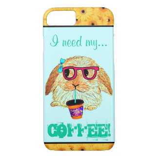 Coque iPhone 7 Lapin de hippie avec du café
