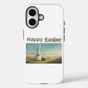 Coque Pour iPhone 16 lapin de Pâques avec oeufs de Pâques Joyeuses Pâqu