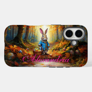Coque Pour iPhone 16 Lapin de Pâques dans la forêt
