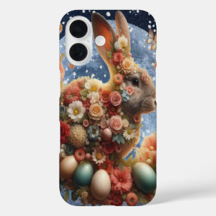 Coque Pour iPhone 16 Lapin de Pâques en fleurs