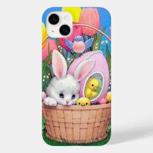 Coque Pour iPhone 14 Plus lapin de Pâques vintage rétro