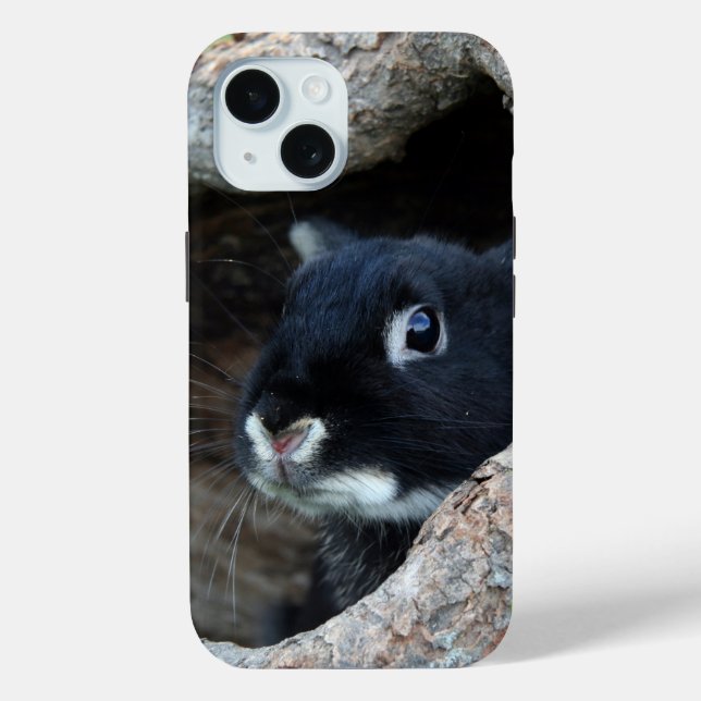 Coques Case-Mate iPhone Lapin noir en creux d'un arbre (Verso)