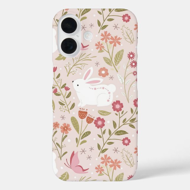 Coques Case-Mate iPhone Lapin Rose Fantaisiste et Prairie Florale (Verso)