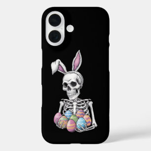 Coque Pour iPhone 16 Lapin Squelette tenant des oeufs de Pâques lapin d
