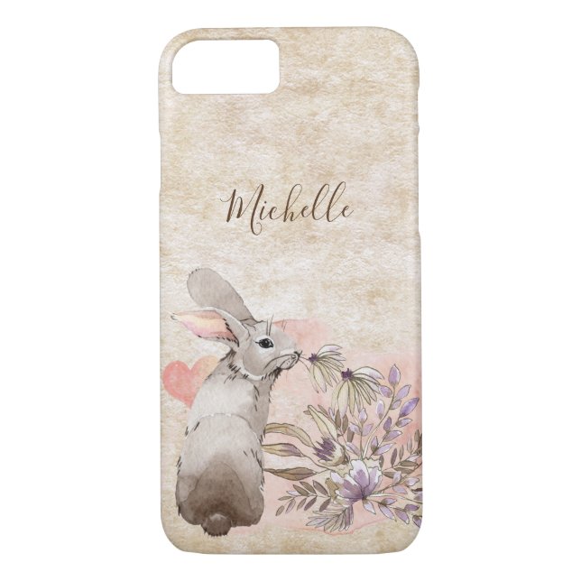 Coques Case-Mate iPhone Lapin sucré personnalisé et jolies fleurs (Dos)