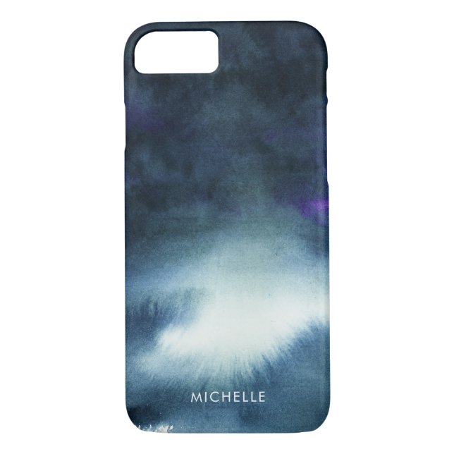 Coques Case-Mate iPhone L'aquarelle Ombre | de bleu marine ajoutent votre (Dos)