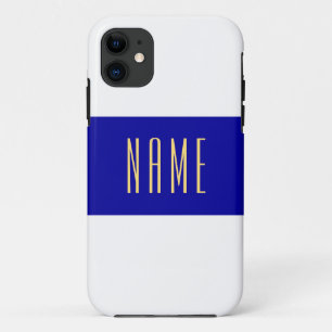 Case-Mate iPhone Case Large Bleu Marine Bleu Blancs Votre Texte