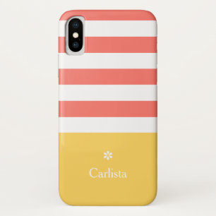 Case-Mate iPhone Case Large corail rayures horizontales Jaune Nom Faisy