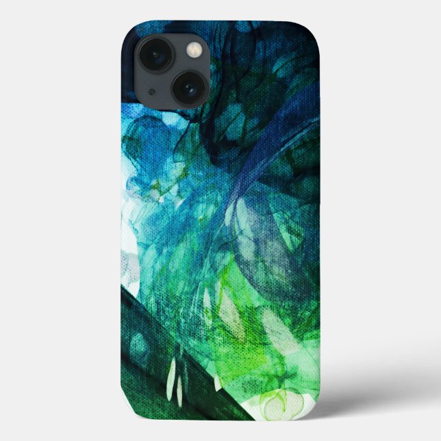 Coques Case-Mate iPhone L'art abstrait bleu vert (Verso)