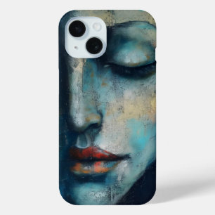 Coque Pour iPhone 15 L'art Abstrait de la femme bleue