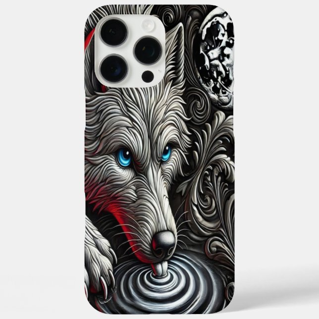 Coques Case-Mate iPhone L'art de la réflexion du loup de Lune (Verso)