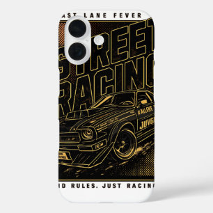 Coque Pour iPhone 16 L'art de la voiture de sport rétro Fast Lane Fever