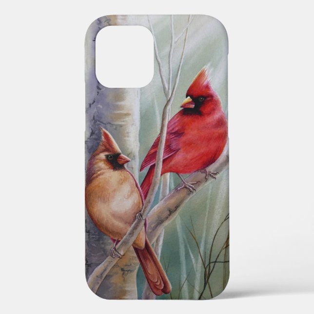 Coques Case-Mate iPhone L'art de l'aquarelle rouge cardinal (Verso)
