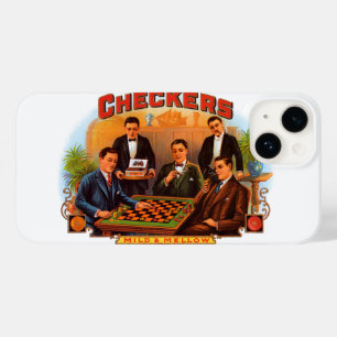 Coque Pour iPhone 14 L'art des étiquettes de cigares vintage, Checkers 