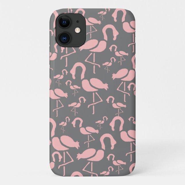 Coques Case-Mate iPhone L'art des oiseaux de Flamant rose rose amusant (Dos)