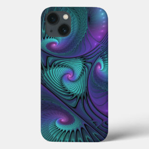 Case-Mate iPhone Case L'art fractal abstrait moderne rencontre le turquo