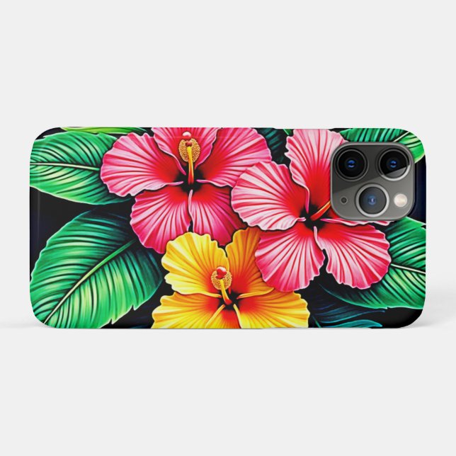 Coques Case-Mate iPhone L'art tropical des Hibiscus (Dos (Horizontal))