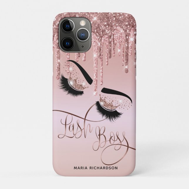 Coques Case-Mate iPhone Lash Boss Makeup Eyebrow Eyes Lashes Dripping Gold (Dos)
